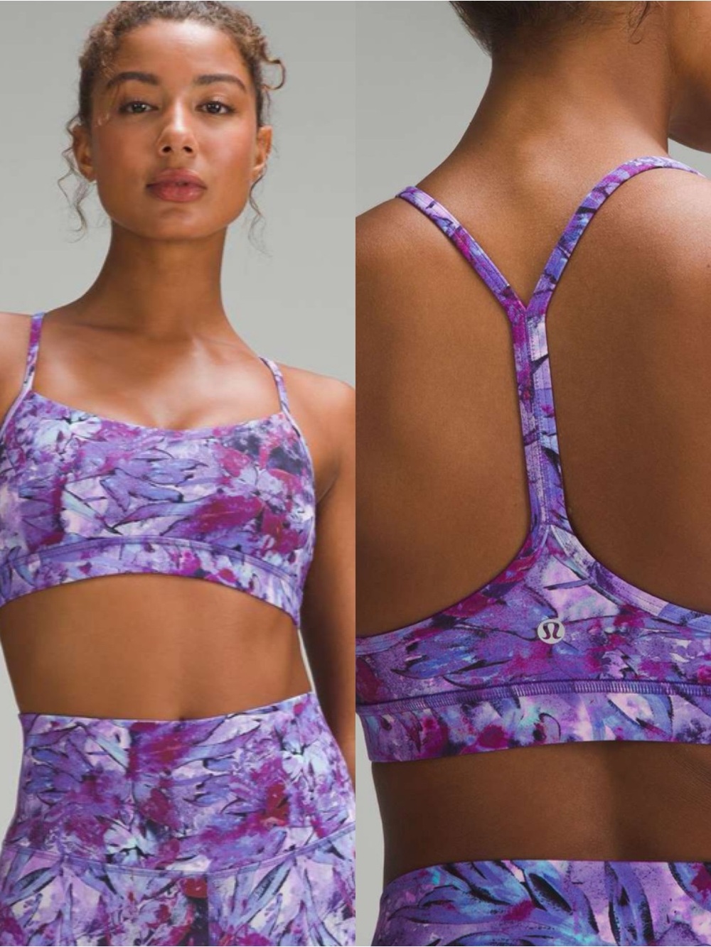 lululemon Flow Y Sports Bra Nulu Iridescent‎ Floral Sz 4